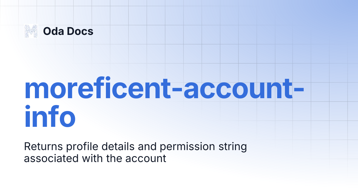 moreficent-account-info | Oda Docs